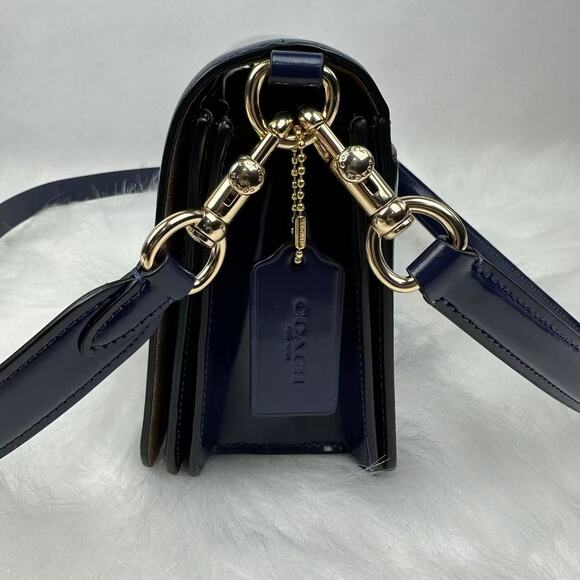 Coach Quinn Shoulder Crossbody Bag In Novelty Leather/True Navy CY657 NWT - Picture 4 of 9